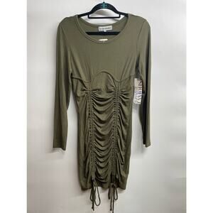 Almost Famous Ruched Long Sleeve Bodycon Dress Large